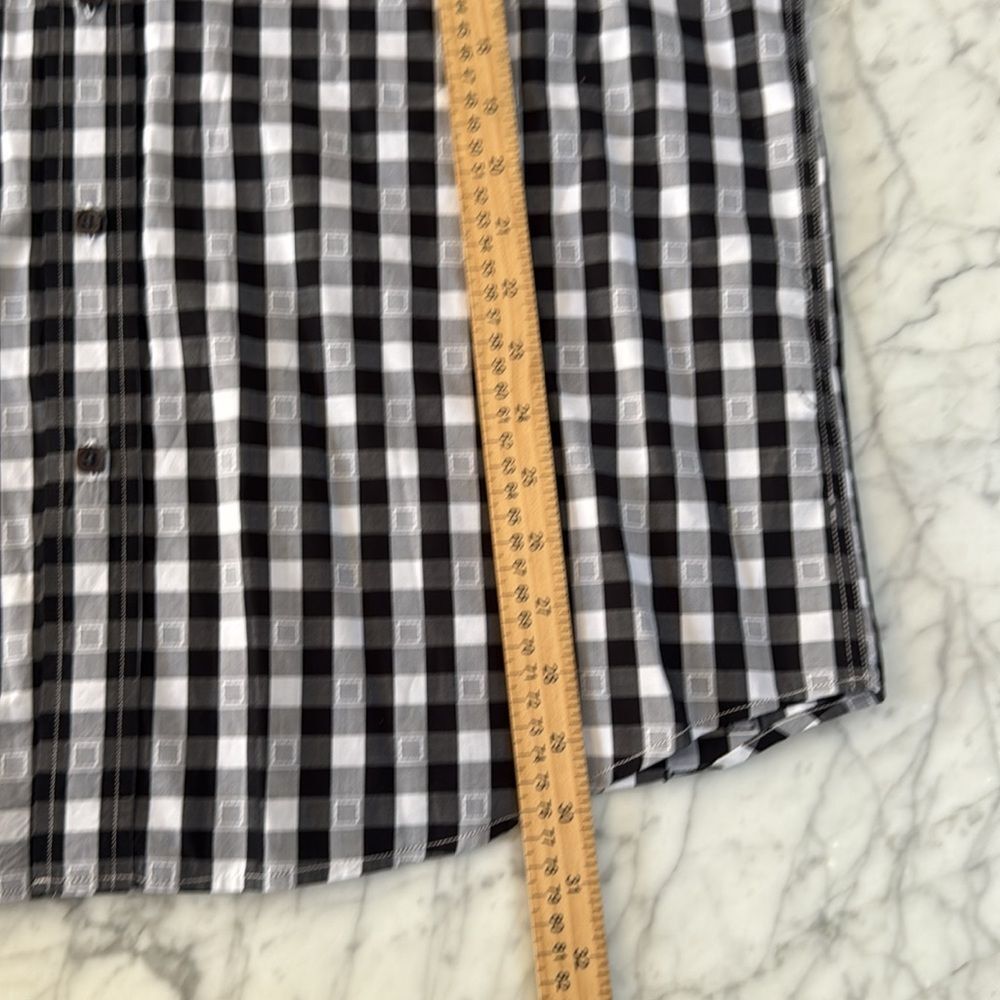 Bugatchi Plaid Dress Shirt White Black Size L Classic Fit - Picture 4 of 8